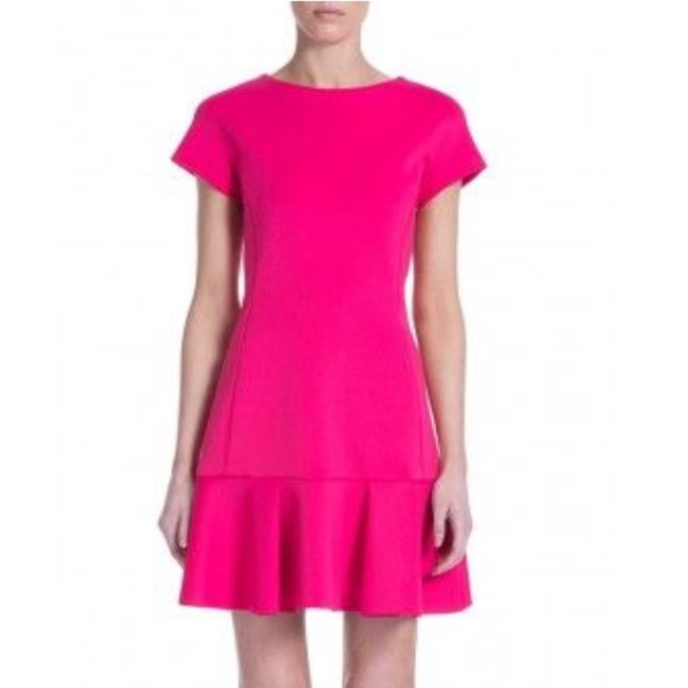 Shoshanna Hot Pink Short Sleeve Fit-and-Flare Dress